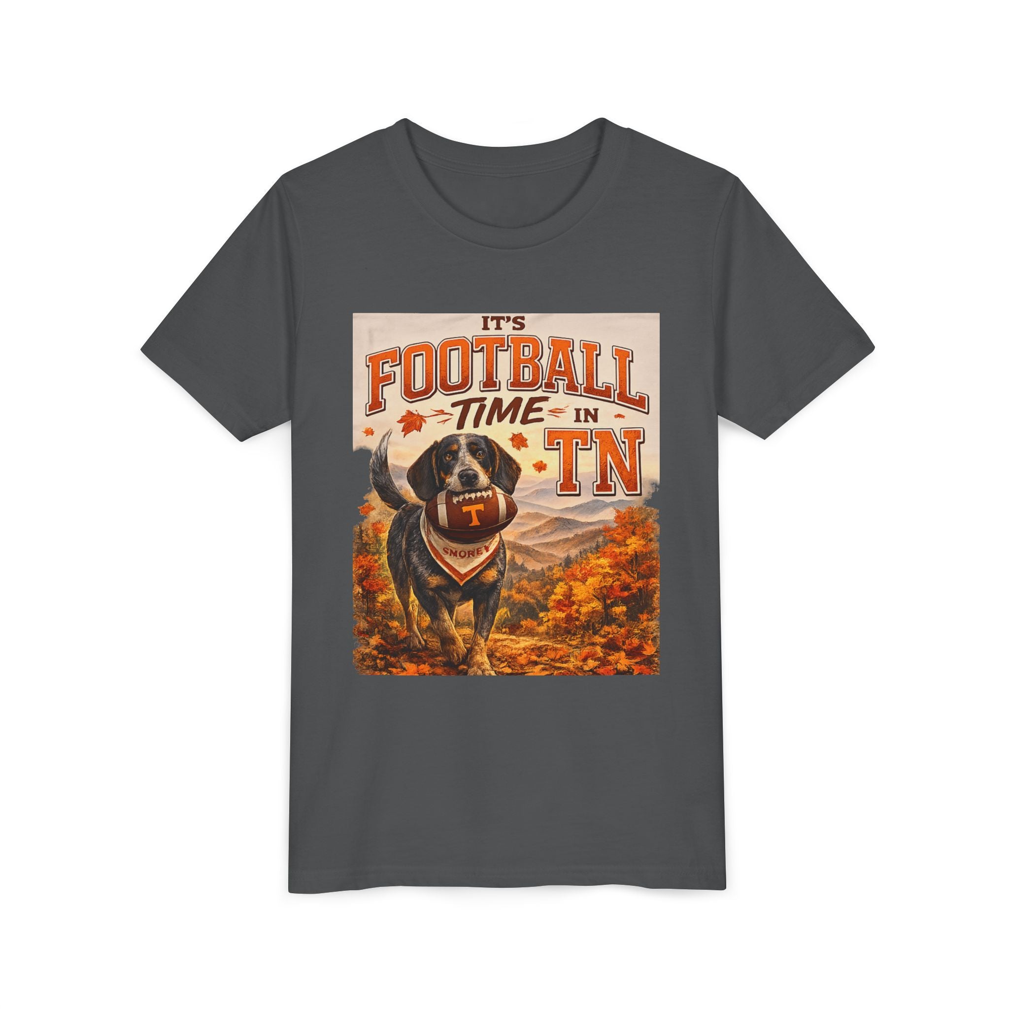 Youth Tee — "It's Football Time in TN" Dog Mascot Kids Football Shirt